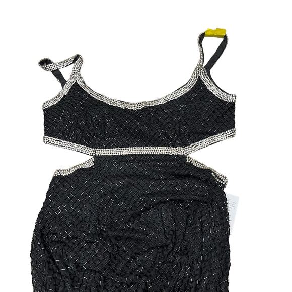 MAC DUGGAL 93664 Beaded Sleeveless Open Back Cut Out Gown Black Slit 8 NEW - Picture 4 of 9